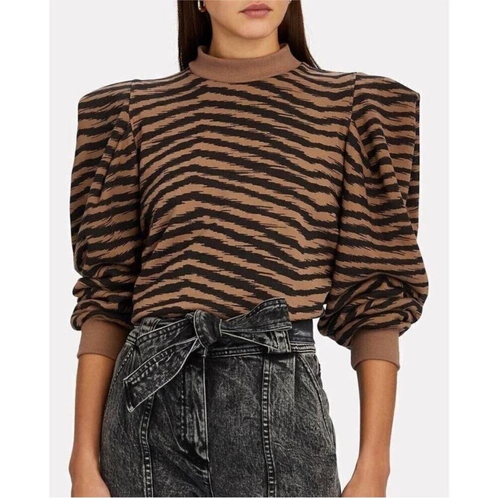 NEW AGOLDE Folded Sleeve Mockneck Cotton Sweatshirt in Serpentine Womens XS